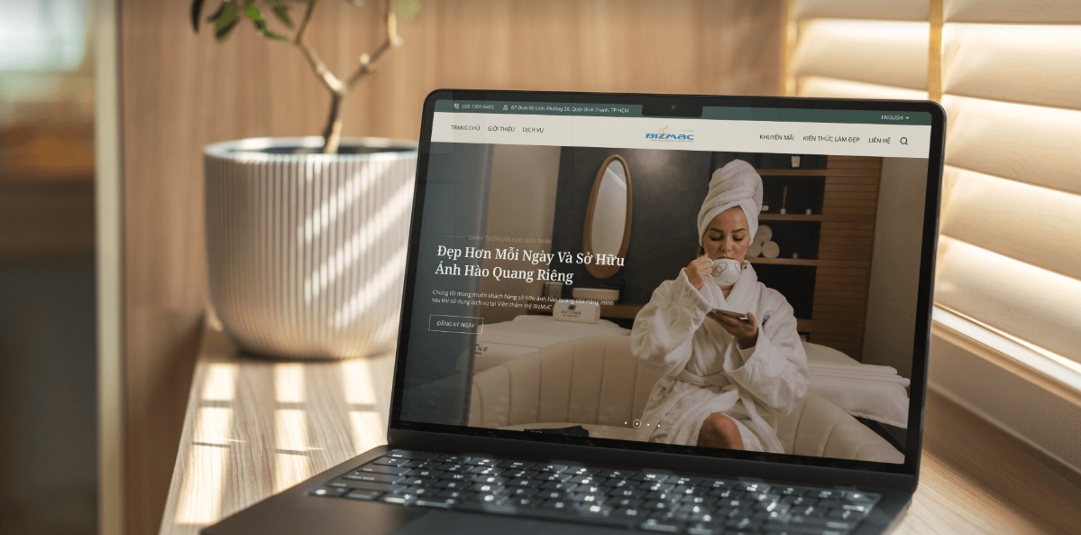 Giao diện thiết kế website chuyên nghiệp ngành Làm đẹp (spa, thẩm mỹ,..) tại BizMaC