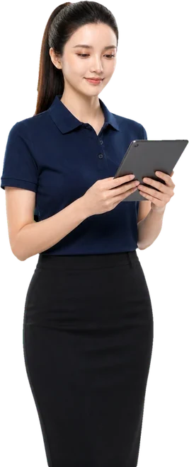 Nhân viên BizMaC cầm tablet rà luồng workflow trước sơ đồ n8n