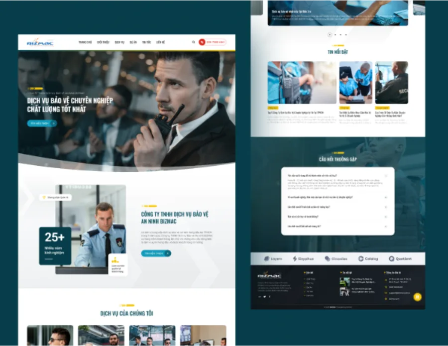 Giao diện website Dịch vụ bảo an do BizMaC thiết kế