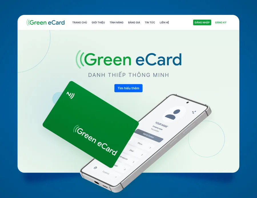 Giao diện website Green eCard do BizMaC thiết kế
