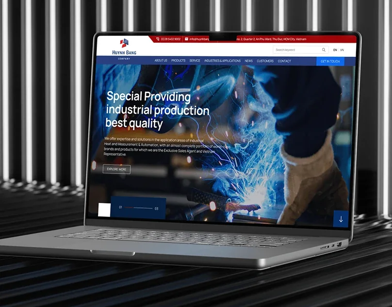 Giao diện website Huỳnh Bằng do BizMaC thiết kế