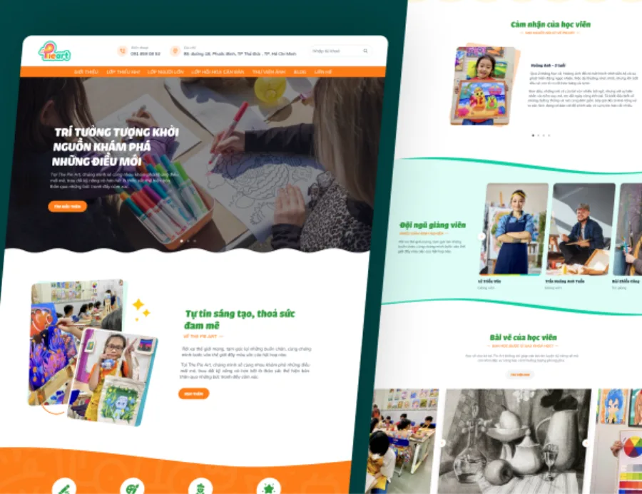 Giao diện website Pie Art Gallery do BizMaC thiết kế