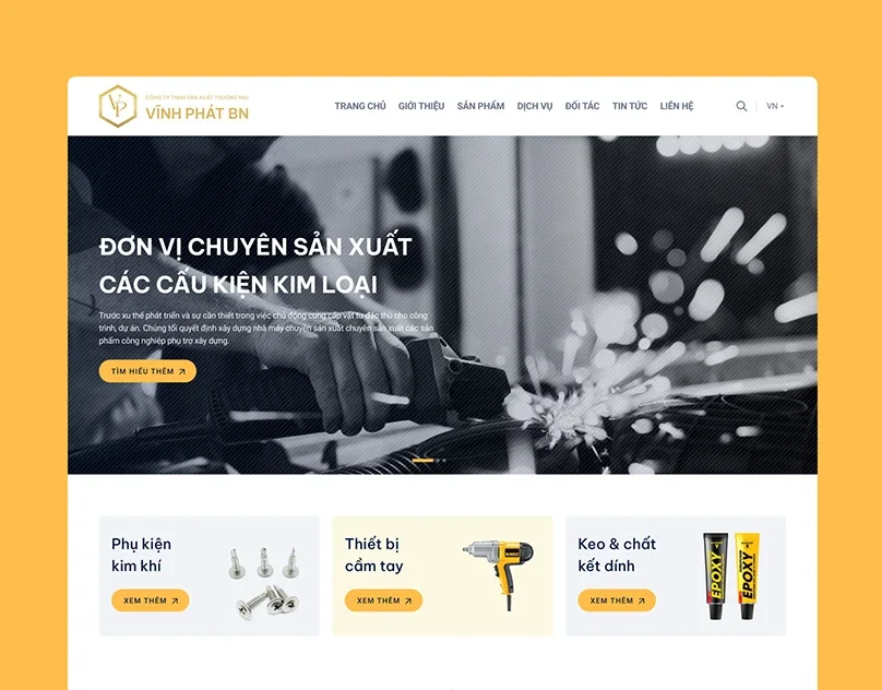 Giao diện website Vĩnh Phát BN do BizMaC thiết kế