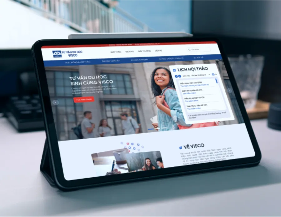 Giao diện website Visco Du học do BizMaC thiết kế