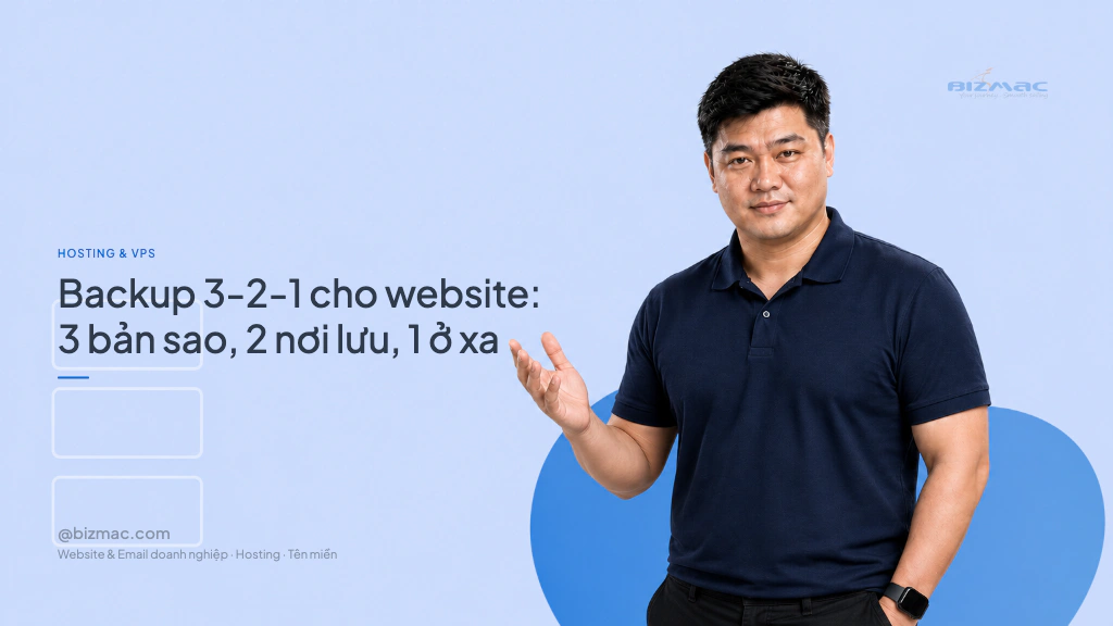 Backup 3-2-1 cho website: 3 bản sao, 2 nơi lưu, 1 ở xa